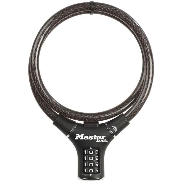 Candado para Bicicleta - MASTER LOCK - 8229EURDPRO - Cable de 90 cm - Negro - Acero trenzado