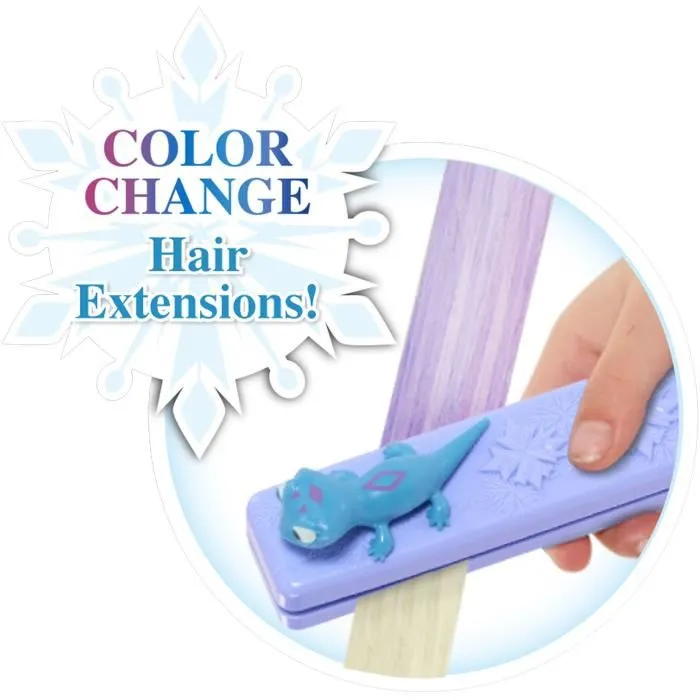 Reine Des Neiges Cabezal de Peinado Elsa Deluxe Styling Head con Extensiones, Accesorios para el Cabello y Revelador de Color, a partir de 3 años