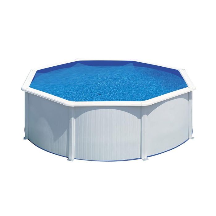 Piscina redonda de pared de acero con chapa blanca 370 x 122 cm