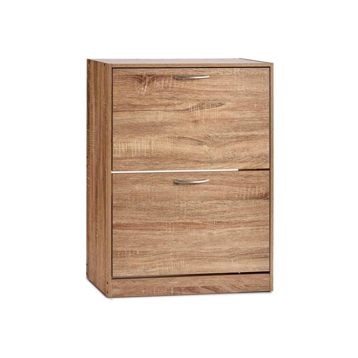 Giftdecor Zapatero de Madera Aglomerado de 2 Pisos Color Roble 60x80x24 cm para Entrada y Hogar 1