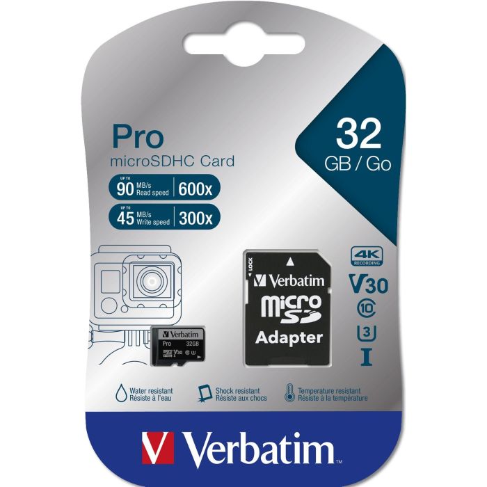 CARD 32GB Verbatim Pro MicroHC 90MB/s +Adapter 2