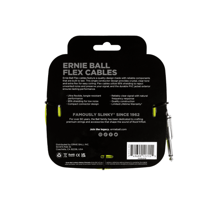 Cable Eb Instrumento Flex Jack-Jack Ss 6 M - Verde 1 Cable Eb Instrumento Flex Jack-Jack Ss 6 M - Verde 1