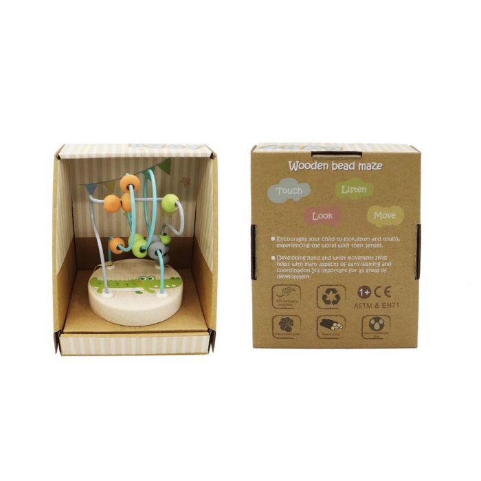 DKD Home Decor Juego de Mesa Educativo para Niños, Animales y Laberinto, Multicolor, Madera, 9 x 9 x 12 cm (4 Unidades) 1