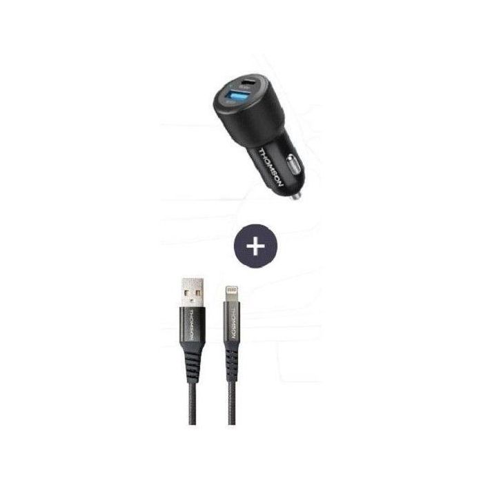 Thomson THO3513767400015 Pack Cargador de Coche 60W y Cable USB-A a L 3A