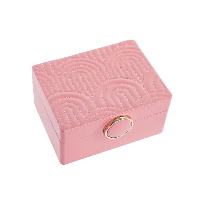 DKD Home Decor Joyero Glam Rosa de PU y MDF, Medidas 17 x 10 x 23 cm 2