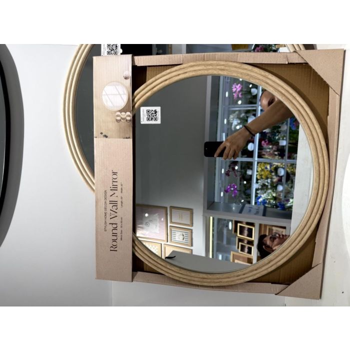 Espejo Scandi DKD Home Decor Beige Natural 2 x 60 x 60 cm (4 Unidades) 1