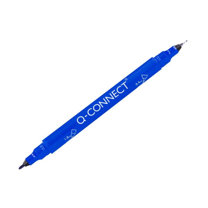 Rotulador Q-Connect Marcador Permanente Doble Punta Color Azul 0,4 mm Y 1 mm 10 unidades 1