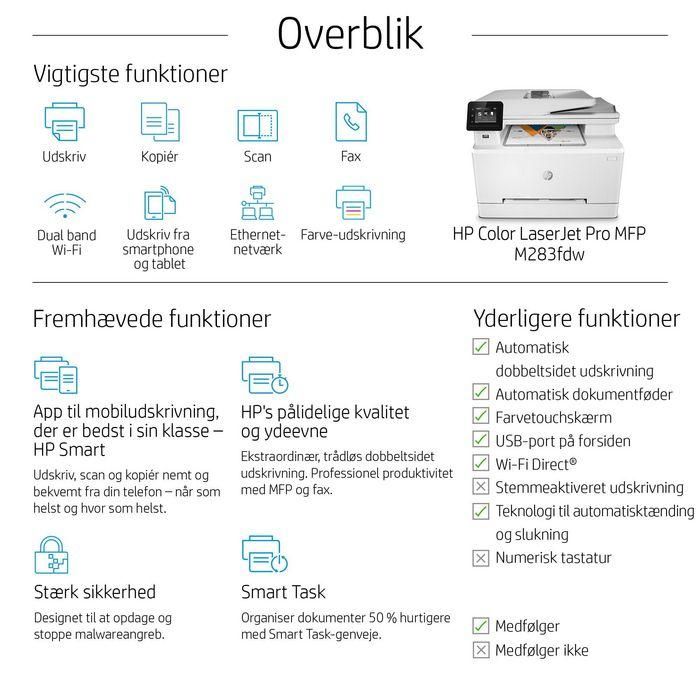 HP Color LaserJet Pro MFP M283fdw, Laser, 600 x 600dpi, 22ppm, A4, 256MB, WiFi, 2.7″ 24 HP Color LaserJet Pro MFP M283fdw, Laser, 600 x 600dpi, 22ppm, A4, 256MB, WiFi, 2.7″ 24