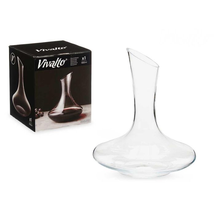 Vivalto Decantador de Vidrio 1800 ml Transparente - Jarra decantadora de vino de 1.8 L de 22x25x22 cm para airear y servir (6 Unidades)