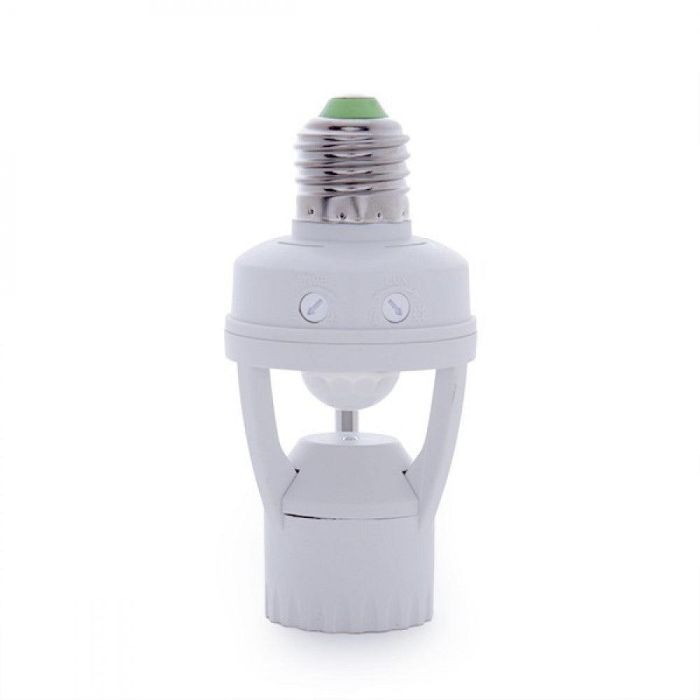 Adaptador E27 Sensor de Movimiento PIR y Crepuscular 360° Ajustable para Bombillas LED E27 - Alcance 6m