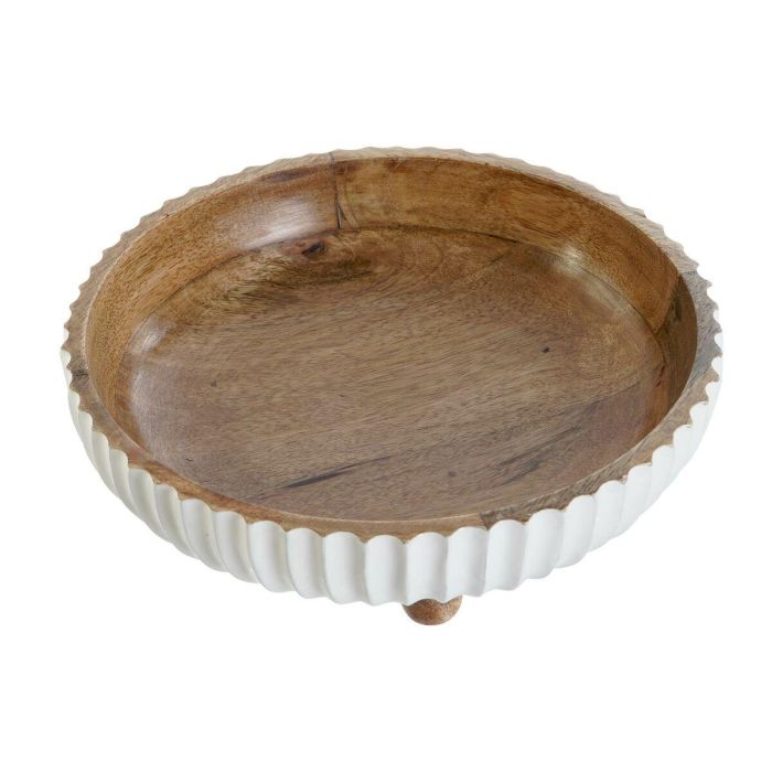 Centro de Mesa DKD Home Decor Blanco Marrón oscuro Madera de mango 25 x 25 x 9 cm 3