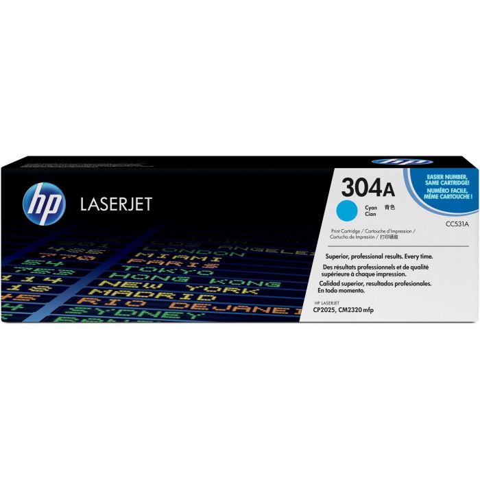 HP CC531A Tóner LaserJet 304A original cian, capacidad estándar, 2.800 páginas, ColorSphere, 1-pack