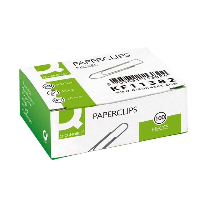 Q-connect Clips n 1 picos niquelados 20 mm punta caja de 100 unidades 2