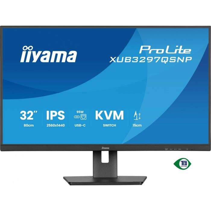 IIYAMA XUB3297QSNP-B1 81.28cm 32Zoll IPS-panel 2560x1440 350cd/m USB-C Dock LAN/95W PD/DP-OUT KVM USB 3x3.2+1xC 1ms 8