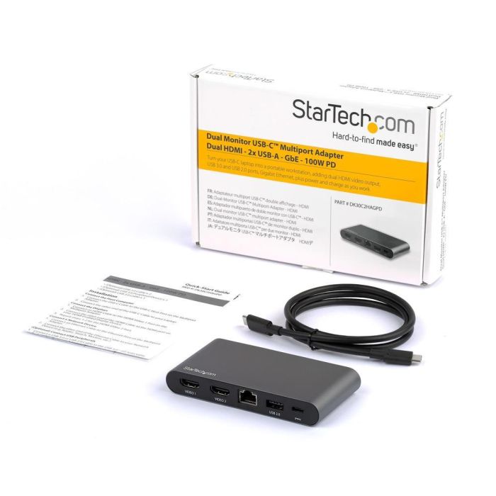 Hub USB Startech DK30C2HAGPD Negro Gris USB-C 4 Hub USB Startech DK30C2HAGPD Negro Gris USB-C 4