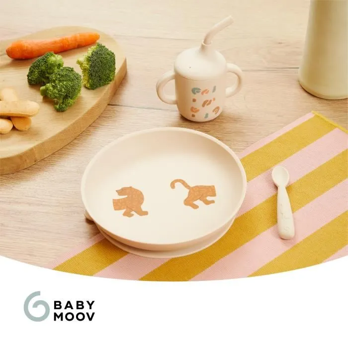 Babymoov - Set de comida para bebé como un adulto - A partir de los 9 meses - Desarrollado con terapeuta ocupacional - Silicona - Little Roar 2 Babymoov - Set de comida para bebé como un adulto - A partir de los 9 meses - Desarrollado con terapeuta ocupacional - Silicona - Little Roar 2