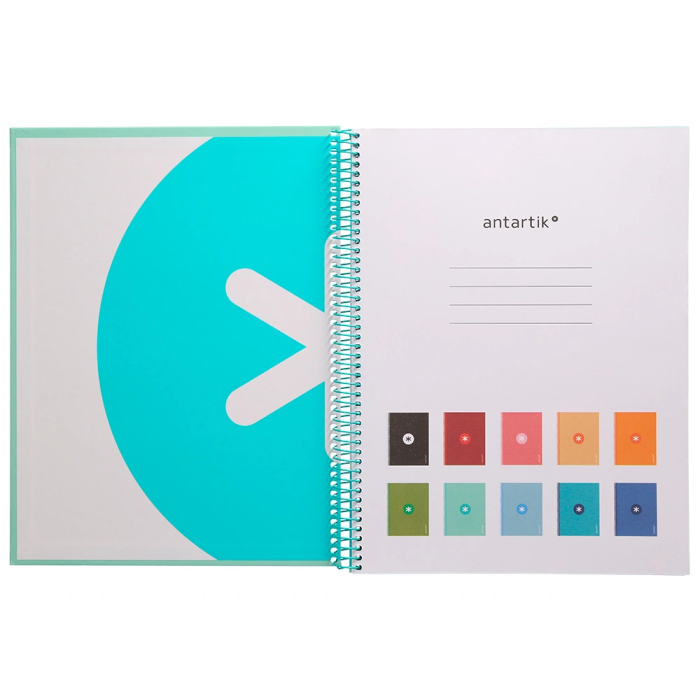 Antartik Cuaderno espiral micro A4, tapa forrada, 80 hojas, 90 gr, impresión horizontal, 4 taladros, banda, color menta 3