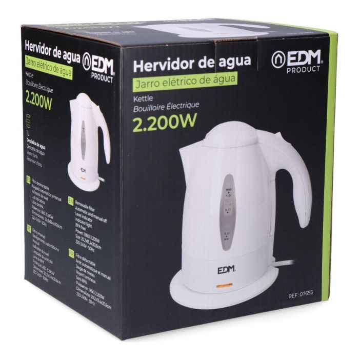 Hervidor de agua electrico "kettle" 2200w 1l edm 2