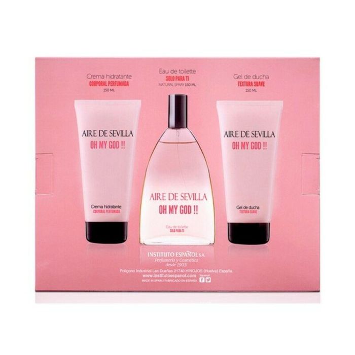 Instituto Español Aire de Sevilla OH MY GOD Lote Regalo Mujer. Estuche de Perfume Floral: EDT 150ml, Loción Corporal 150ml, Gel de Ducha 150ml. Instituto Español Aire de Sevilla OH MY GOD Lote Regalo Mujer. Estuche de Perfume Floral: EDT 150ml, Loción Corporal 150ml, Gel de Ducha 150ml.
