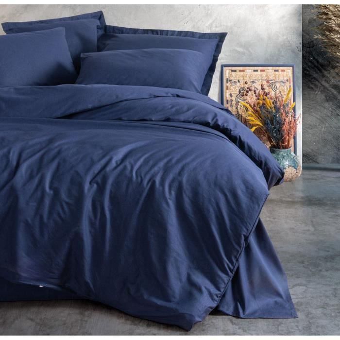Juego de cama - 1 funda nórdica 220x240 cm + 2 fundas de almohada 60x60 cm - 100% algodón - Azul 2 Juego de cama - 1 funda nórdica 220x240 cm + 2 fundas de almohada 60x60 cm - 100% algodón - Azul 2