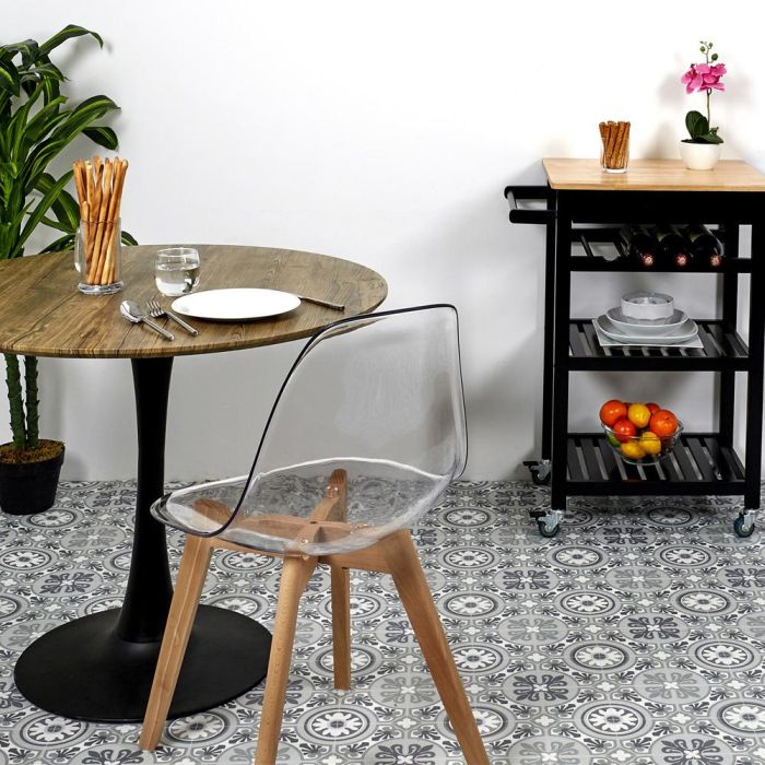 Home Deco Factory Silla Escandinava Transparente Patas Madera Asiento Polipropileno 45x52x83 cm 4