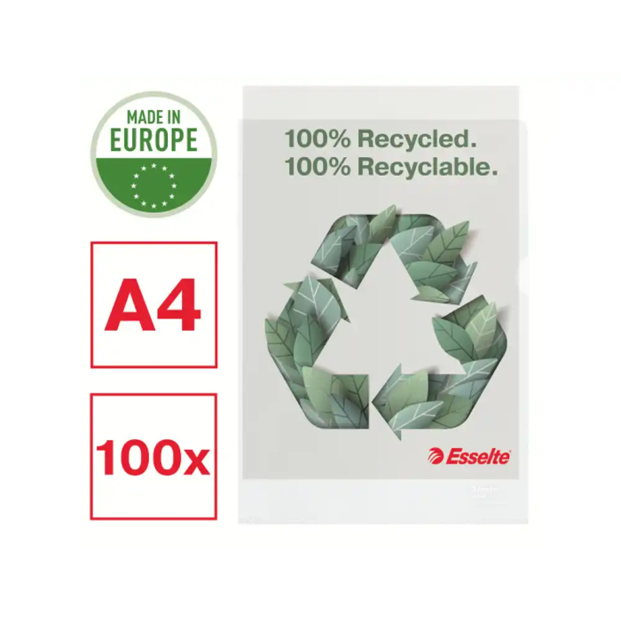 Esselte 627496 Caja 100 Dossiers Uñeros Polipropileno Transparente Piel Naranja A4 Recycle 100 Micras 2