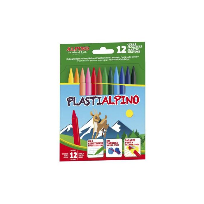 Alpino Ceras Plásticas Plastialpino 115 mm No Manchan Estuche De 12 C-Surtidos