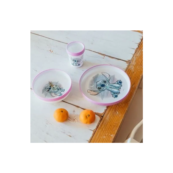 Disney Baby AAAOA51074 Set de Comida de 3 Piezas Lilo y Stitch: Taza, Tazón y Plato Antideslizante 1