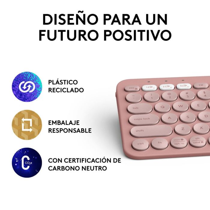 Teclado Inalámbrico Logitech K380s Rosa Qwerty Español 8