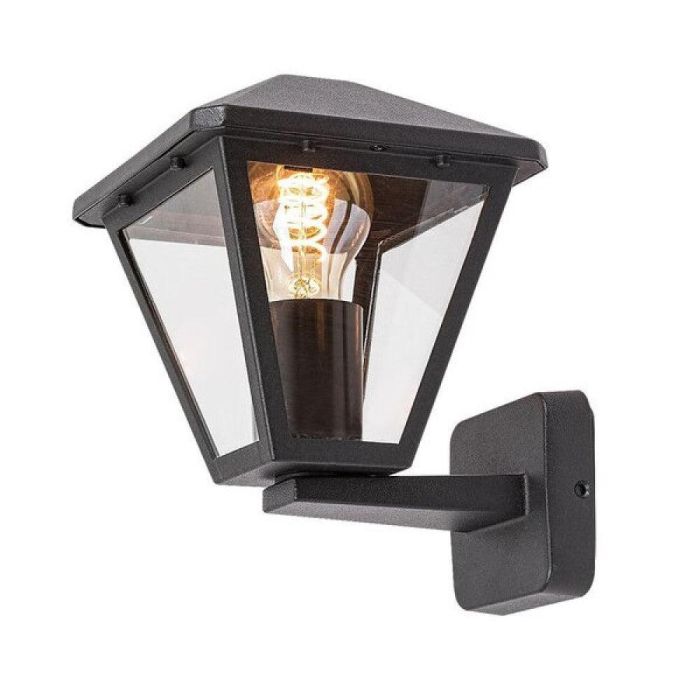 RABALUX RAB-7146 Aplique Exterior Paravento 1xE27 IP44 Negro Aluminio Cristal Transparente Clásico para Terraza 4