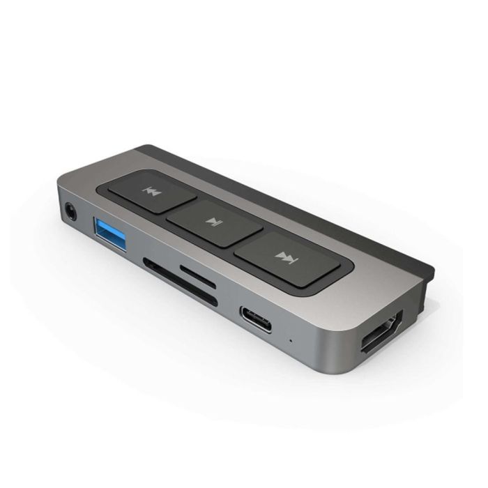 HYPER HD449 Replicador de Puertos USB-C para Portátil, Hub con Lector Tarjetas SD/MicroSD y Power Delivery 60W, Gris