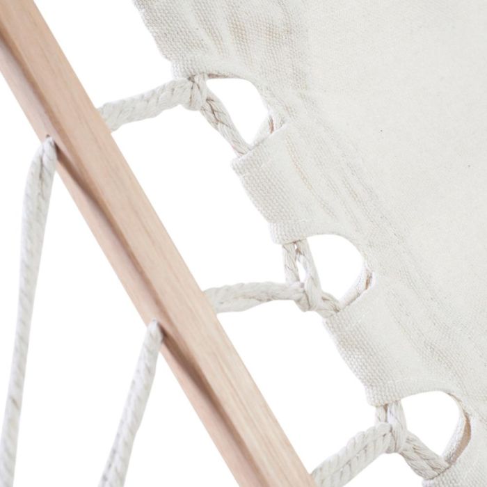 Outfit Hamaca de Polialgodón Blanca con Flecos 200x80 cm y Barra de Madera 3