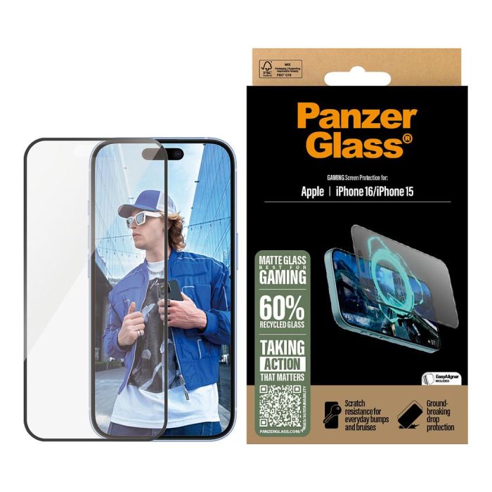 PanzerGlass Protector de Pantalla Gaming para iPhone 16 y 15 | Vidrio Templado Ultra-Wide Fit, Aplicación en Seco y Anti-Rayones | 1 Unidad 1 PanzerGlass Protector de Pantalla Gaming para iPhone 16 y 15 | Vidrio Templado Ultra-Wide Fit, Aplicación en Seco y Anti-Rayones | 1 Unidad 1