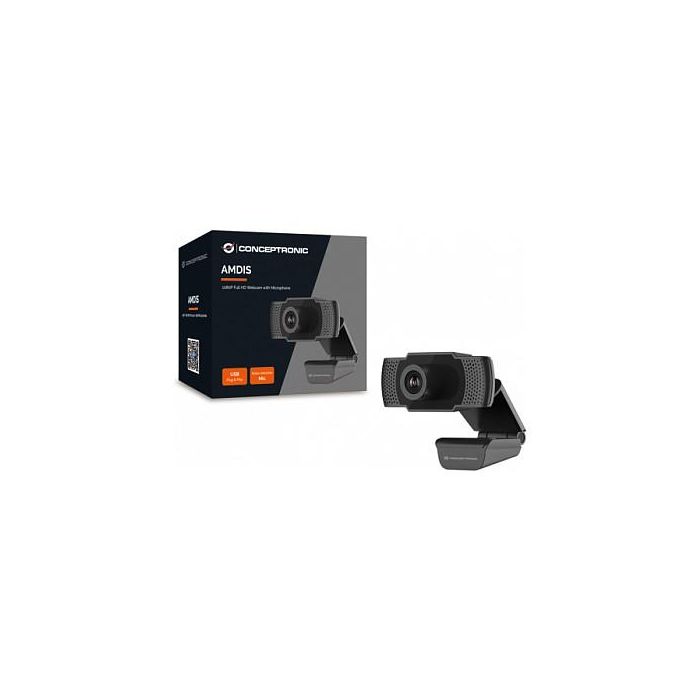 Conceptronic AMDIS01B Webcam USB 2.0 Full HD 1080p/30fps, Ángulo 90°, Micrófono Integrado y Privacidad, Plug & Play Conceptronic AMDIS01B Webcam USB 2.0 Full HD 1080p/30fps, Ángulo 90°, Micrófono Integrado y Privacidad, Plug & Play