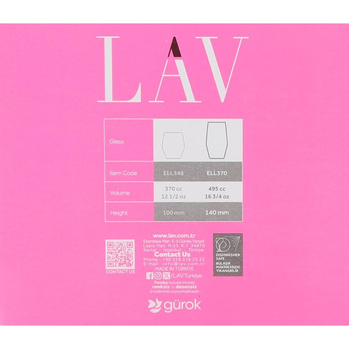 Lav Set 6 Vasos Ella 495 cc (8 Cajas)