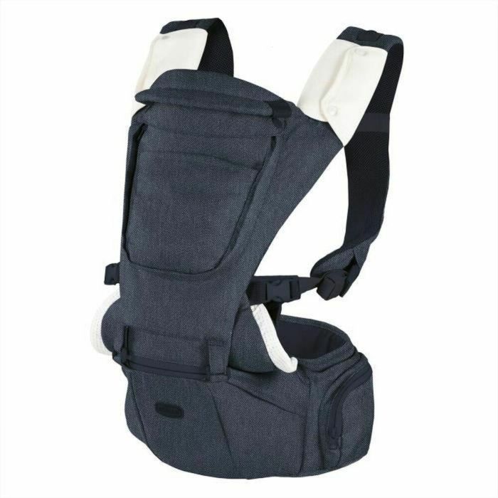 Chicco Portabebés Asiento de Cadera 3 en 1 Ergonómico Certificado Displasia de Cadera para bebés 0-15 kg Posiciones Ventral y Dorsal Denim