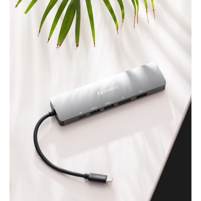 Sandberg USB-C Display Dock 8K para Conectar 2 Monitores Adicionales con Power Delivery (PD), Ethernet RJ45 y 2 puertos USB-A 3 Sandberg USB-C Display Dock 8K para Conectar 2 Monitores Adicionales con Power Delivery (PD), Ethernet RJ45 y 2 puertos USB-A 3