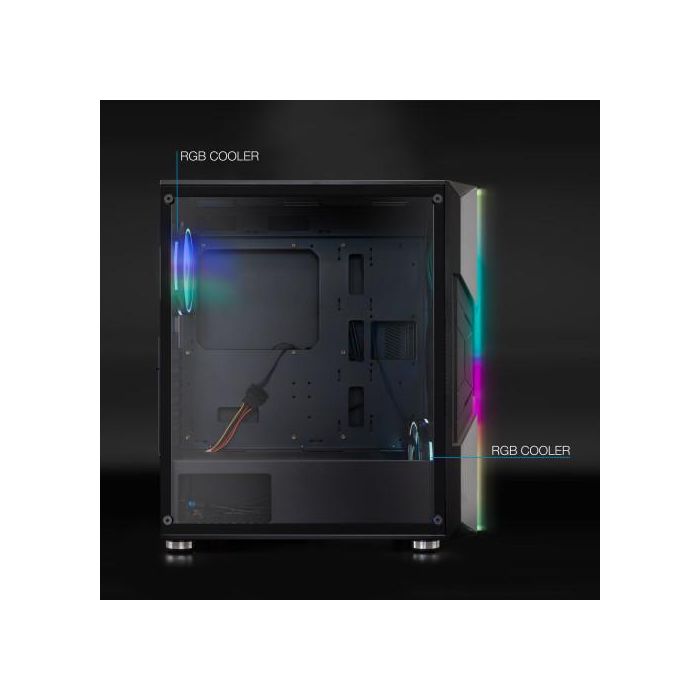 Tooq Caja Semitorre Gaming TQGCC103-B Nightcity Negra con Panel LED ARGB y Ventana Cristal Templado