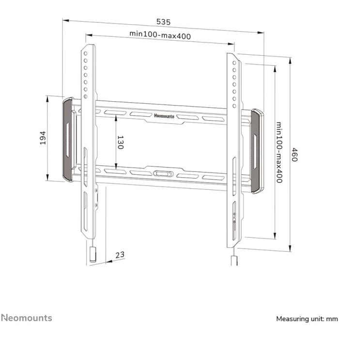 Neomounts WL30-550BL14 Soporte de Pared Fijo para Pantalla 32-75", 50 kg, VESA 100x100-400x400, Ultra-plano 2,3 cm, Fácil Instalación, Negro 7