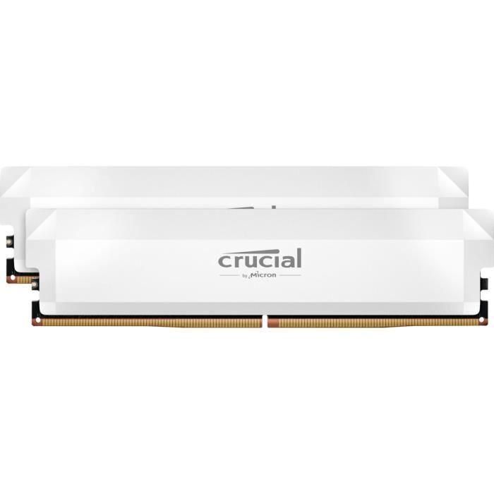 Memoria RAM CRUCIAL DDR5 PRO - Edición Overclocking - Kit 64 GB (2 x 32 GB) - 6000 MT/s - CL40 - UDIMM - Blanco Memoria RAM CRUCIAL DDR5 PRO - Edición Overclocking - Kit 64 GB (2 x 32 GB) - 6000 MT/s - CL40 - UDIMM - Blanco