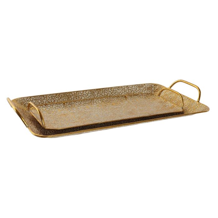 DKD Home Decor Bandeja Decorativa Árabe de Metal Dorado, 55.5 cm Ancho x 28.5 cm Largo x 7.5 cm Alto, Set de 2 Piezas 1 DKD Home Decor Bandeja Decorativa Árabe de Metal Dorado, 55.5 cm Ancho x 28.5 cm Largo x 7.5 cm Alto, Set de 2 Piezas 1