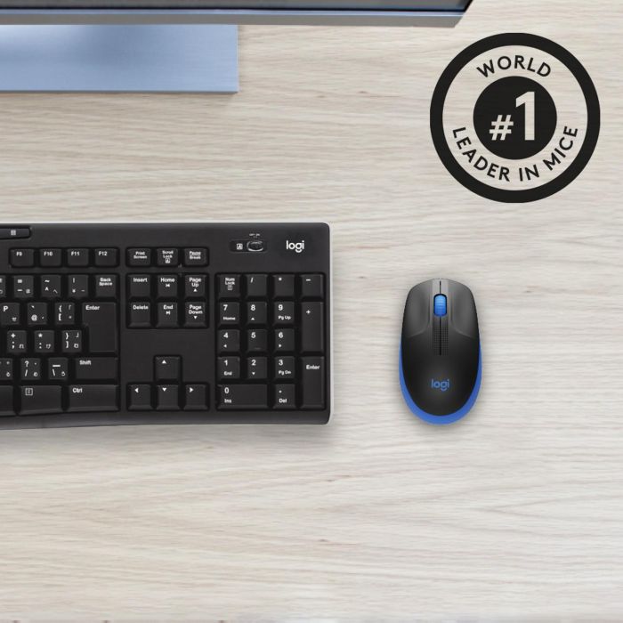 Logitech M190 Ratón Inalámbrico de Tamaño Completo Ergonómico para Manos Grandes, RF, 18 Meses de Batería, Azul 4