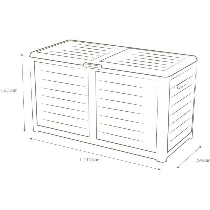 EDA Baya Garden Bay en plástico 420 litros - Decoración de madera de imitación - Taupe - Hecho en Francia 3