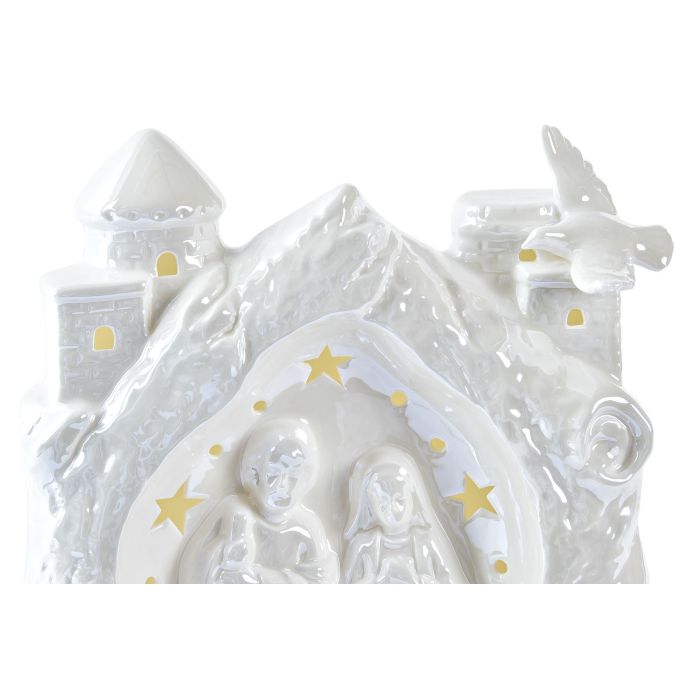 DKD Home Decor Nacimiento Navidad Moderno de Porcelana con LED Blanco, 18x9.5x16.5 cm (Alto x Largo x Ancho), Funciona con 3 Pilas LR44 2 DKD Home Decor Nacimiento Navidad Moderno de Porcelana con LED Blanco, 18x9.5x16.5 cm (Alto x Largo x Ancho), Funciona con 3 Pilas LR44 2