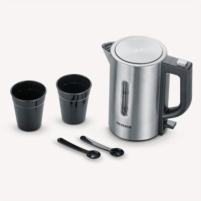 Severin WK3647 Hervidor de Viaje 0.5 L 1100 W Acero Inox. Negro Kit con 2 Tazas Voltaje Conmutable 115/230V Libre BPA 1 Severin WK3647 Hervidor de Viaje 0.5 L 1100 W Acero Inox. Negro Kit con 2 Tazas Voltaje Conmutable 115/230V Libre BPA 1