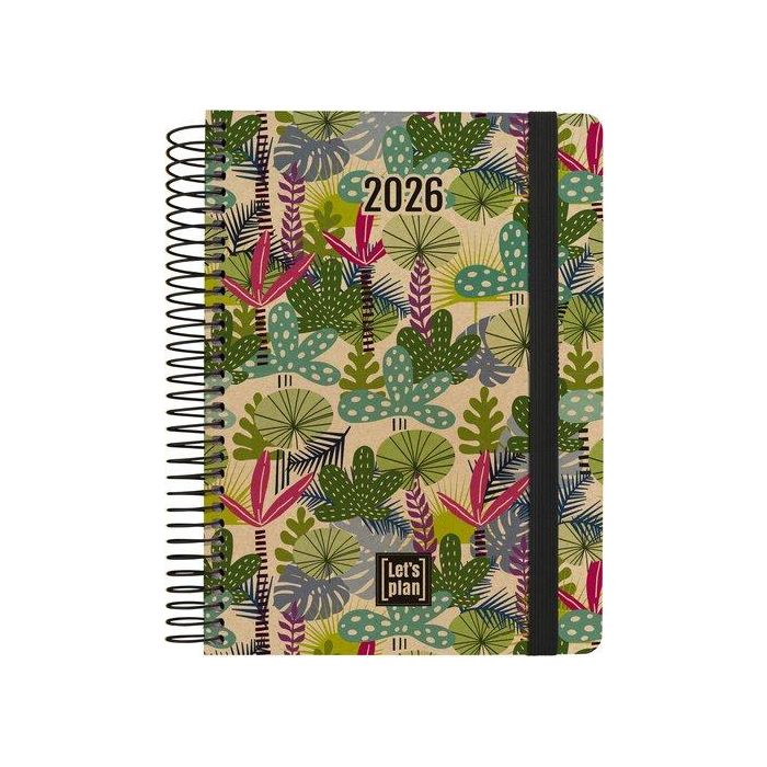 Agenda Anual (2026) Grafoplas Nature Espiral Tapa Dura Kraft Con Goma A5 210X150 D/P Amazonas