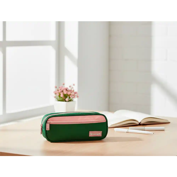 Liderpapel Estuche Portatodo Duo 2 Cremalleras con Bolsillo Frontal, Verde Militar, 220x90x50 mm 6