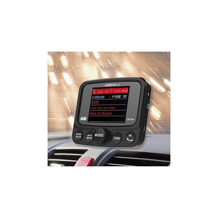 Albrecht DR 56+ Autoradio DAB+ Adaptador para Coche con Bluetooth, USB, Entrada Auxiliar y Pantalla TFT de 2.4"