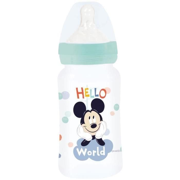 Biberón - Disney Baby - Mickey - 240 ml - Libre de BPA - Tetina de silicona de 3 posiciones Biberón - Disney Baby - Mickey - 240 ml - Libre de BPA - Tetina de silicona de 3 posiciones