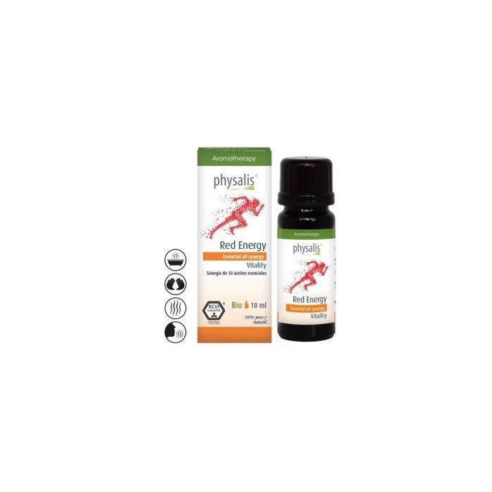 Physalis Red Energy Sinergia Aceites Esenciales 100% Biológicos 10 ml - Menta, Romero, Albahaca, Jengibre, Pino